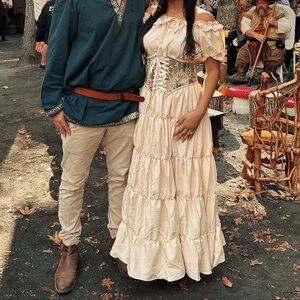 Cream Off-Shoulder Renaissance Dress